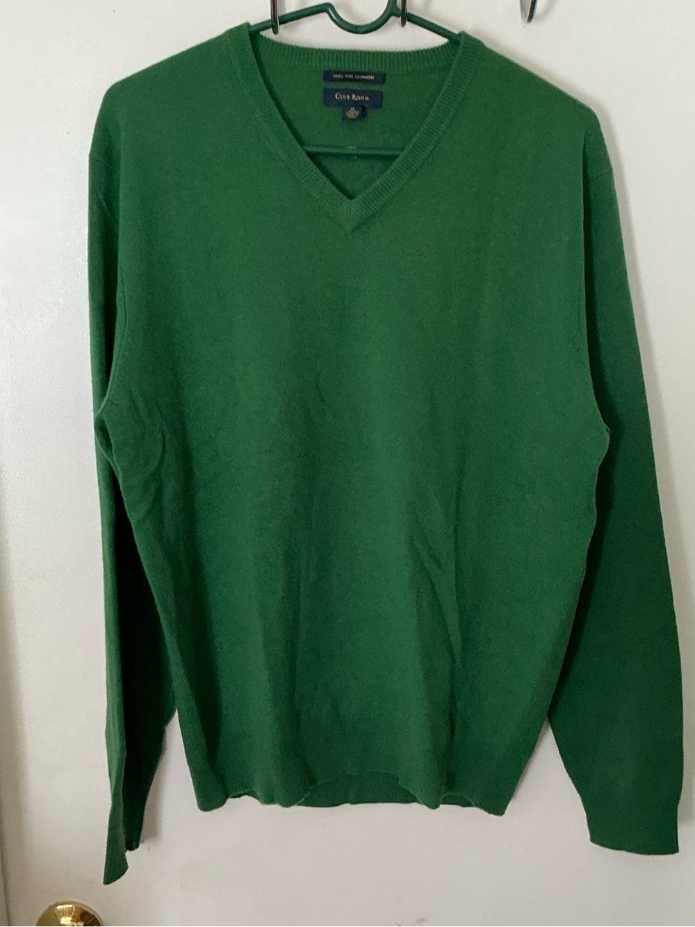 Club Room Men's V-Neck Cashmere Sweater Green Medium